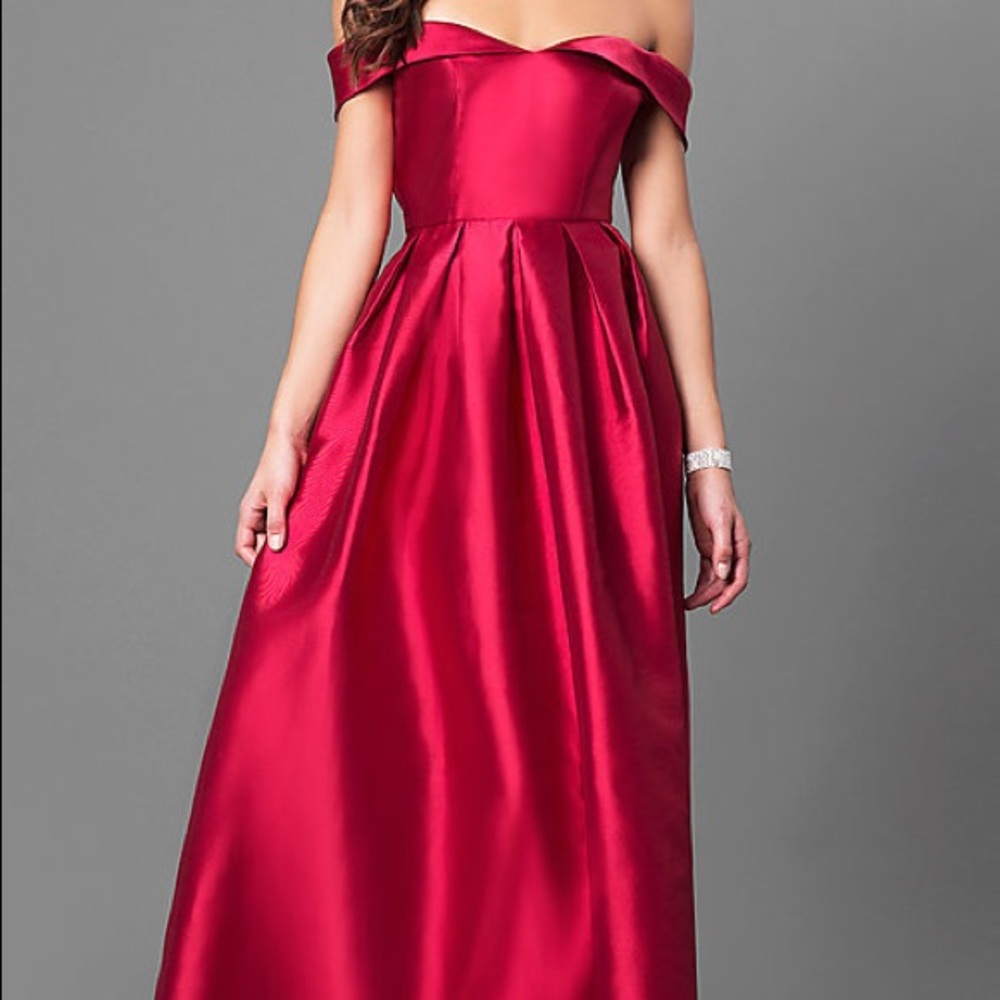 Satin off the shoulder dress (burgundy)